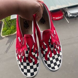 Men’s checkered flame slip ons